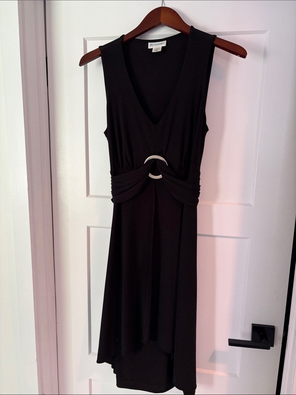 Motherhood Maternity Black Sleeveless V-Neck Dress with Ring Detail. Size S